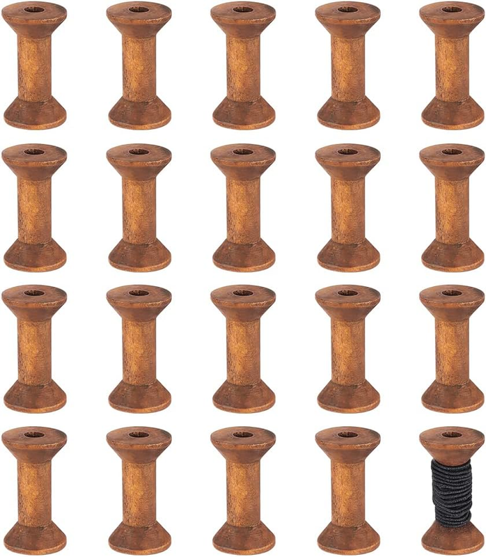 20Pcs Antique Wooden Empty Spools 1.57 Empty Thread Spools Wooden Ribbon Spool