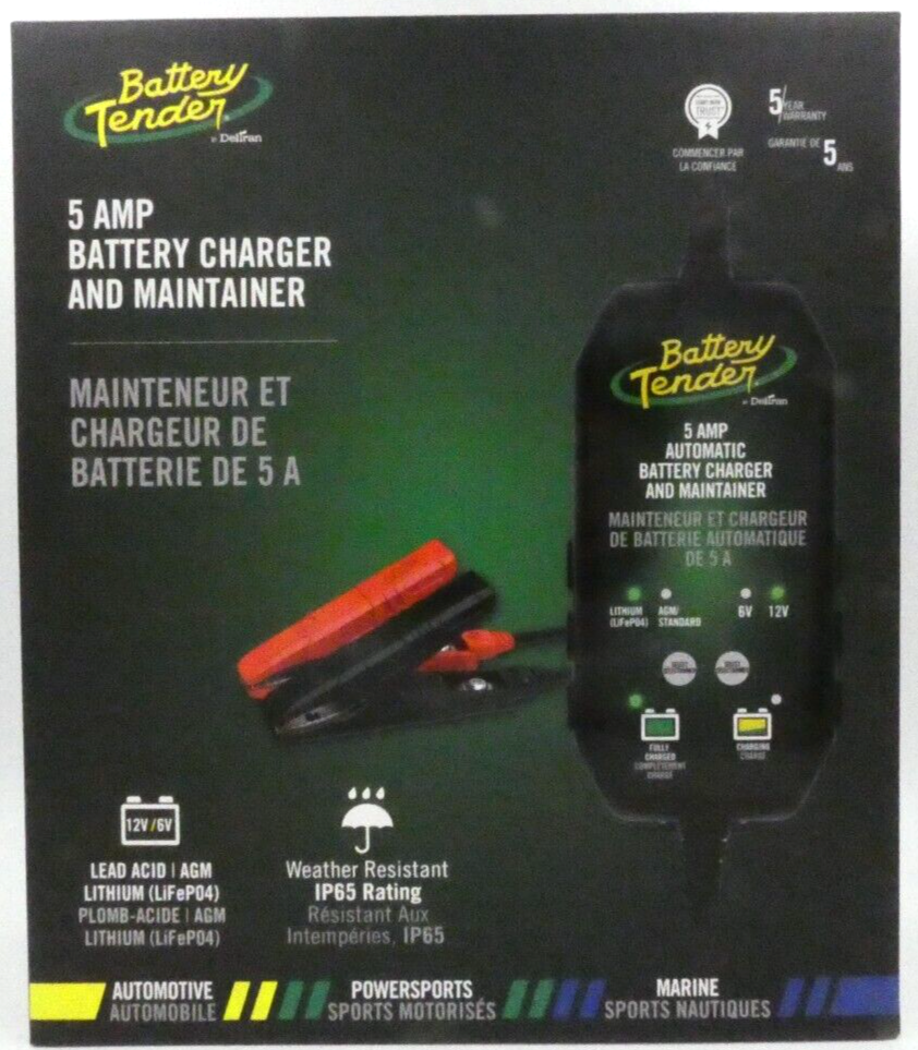 Battery Tender 5.0 AMP Smart Battery Charger &amp; Maintainer 6/12 V 