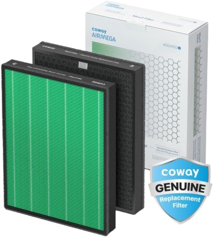 Coway Max2 Filter Set 400/400S (True HEPA Plus Activated Carbon), Green/Black