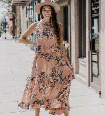 

Платье макси Free People Anita, бесконечное лето, с рюшами и цветочным принтом, галстук-роза, L, NWT, Desert rose