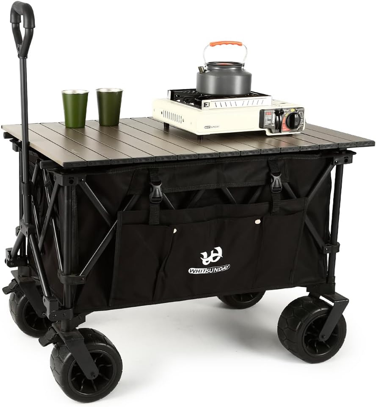 Collasible Wagon Cart, Large Capacity Wagon,Camping Beach Wagon Outdoor Picnic A