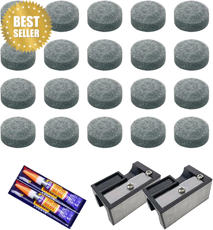 20 Pcs Precision 13Mm Billiard Cue Tips Replacement Kit - Billiard Cue Leather T