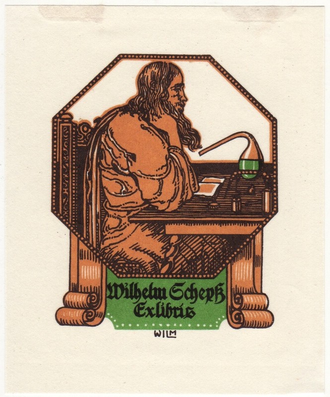Hubert Wilm: Exlibris FÃ¼R Wilhelm SchepÃ, 1911, Retorte