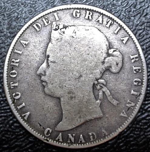 カナダ50セント銀貨　1872 OLD CANADIAN COIN 1872 H Inv A/V - 50 CENTS HALF DOLLAR