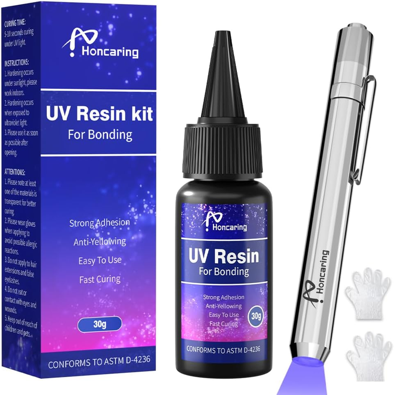 UV Resin Kit with Light, Fast Drying Clear Beginner-Friendly Kit, Bonding & Repa