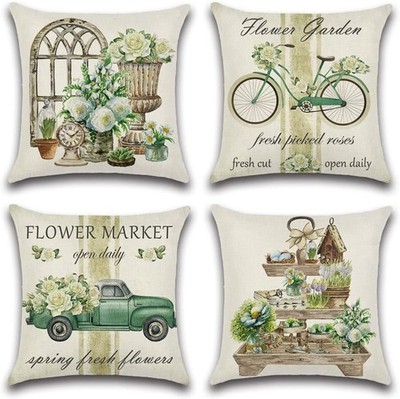 Artscope wasserdichte Kissenbezugen, 4er Set Frühling - Grüner Garten K