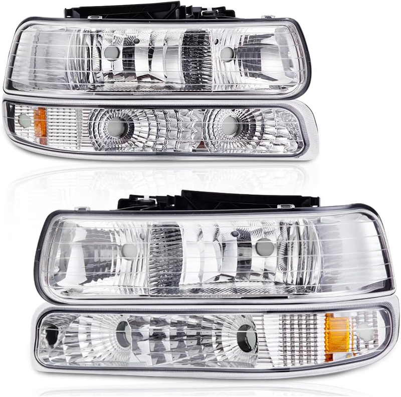 Chrome Corner Upper Lower Headlight Assembly for Chevy Silverado 1999-2002