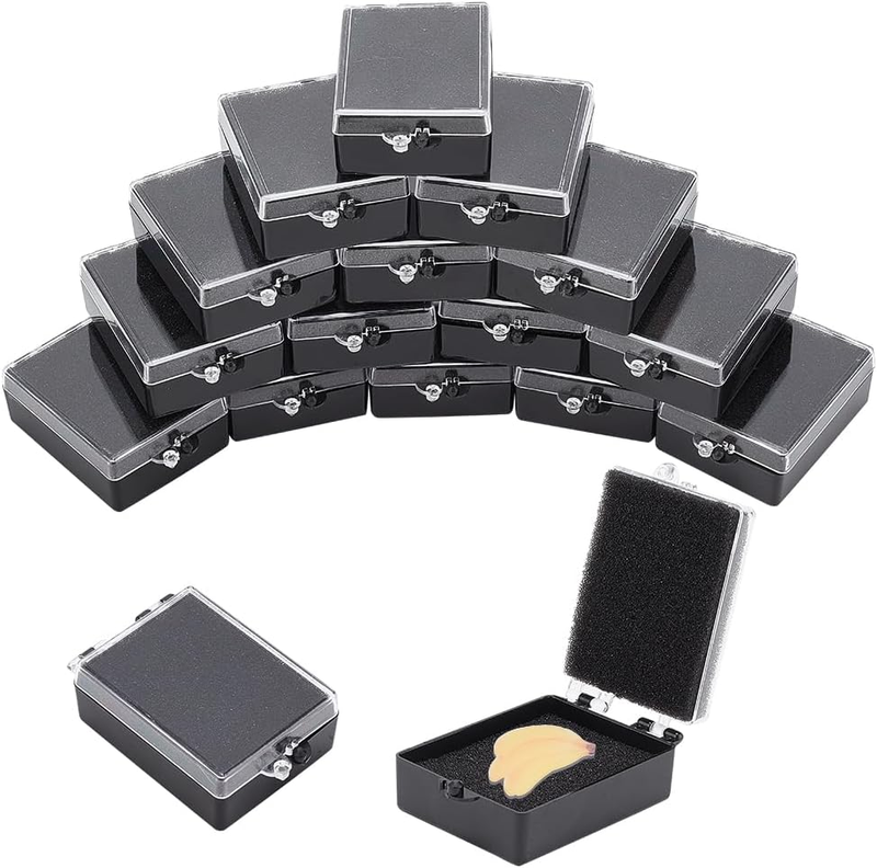 BENECREAT 30Pcs Black Plastic Brooch Storage Boxes, 2.6X1.7X0.88Inch Small Jewel