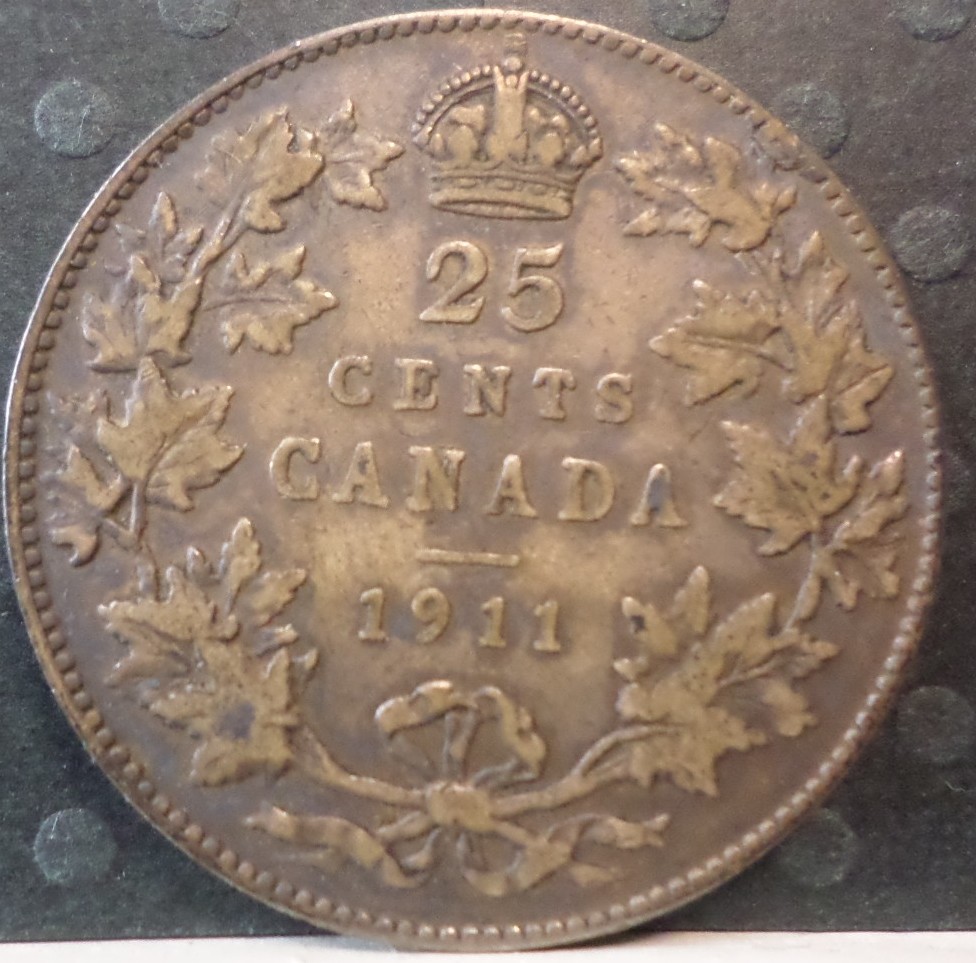 1911 Canadian Silver 25 Cent  KM #18  A-859
