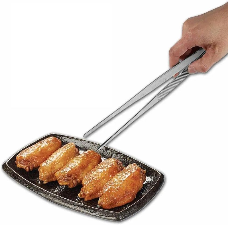 Stainless Steel Tweezer Tongs for Cooking, BBQ, Grilling and Baking, 12-Inch Lon