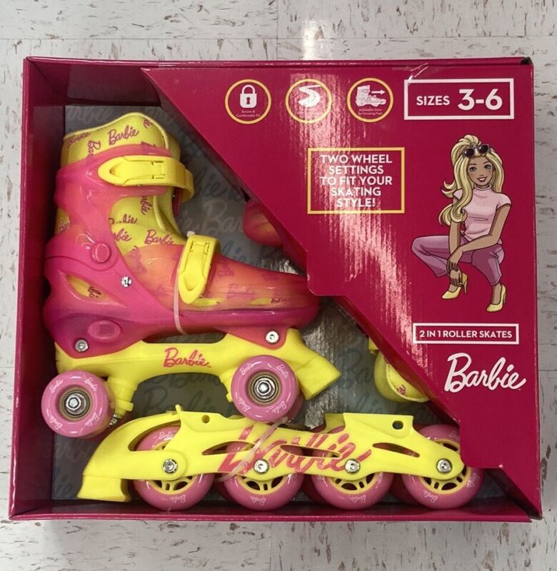 Barbie 2 IN 1 Roller Skates And Blades Size 3-6 New In Box Free Shipping