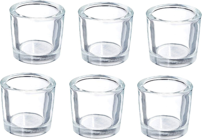 Hosley Set of 6 Clear Chunky Thick Glass Votive/Tealight (Wa