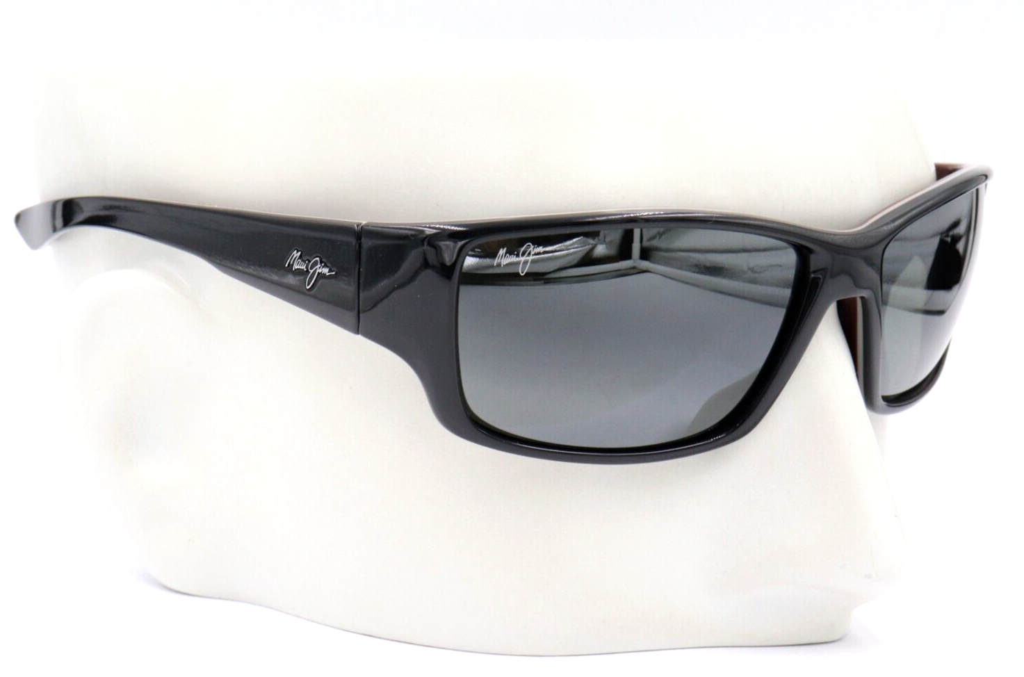 Pre-owned Maui Jim Local Kine Gray Polarized Tri-color Wrap Sunglasses 810-07e $279 In Neutral Gray
