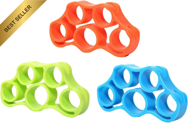 Hand Grip Strengthener, 3 Pcs Finger Stretcher Resistance Bands - Grip Strength