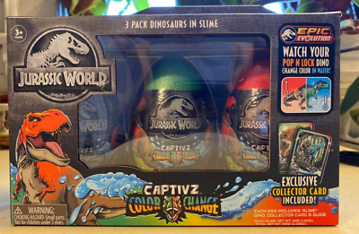 Jurassic World Captivz Color Change Eggs Dinosaurs In Slime 3 Pack Free S&H!