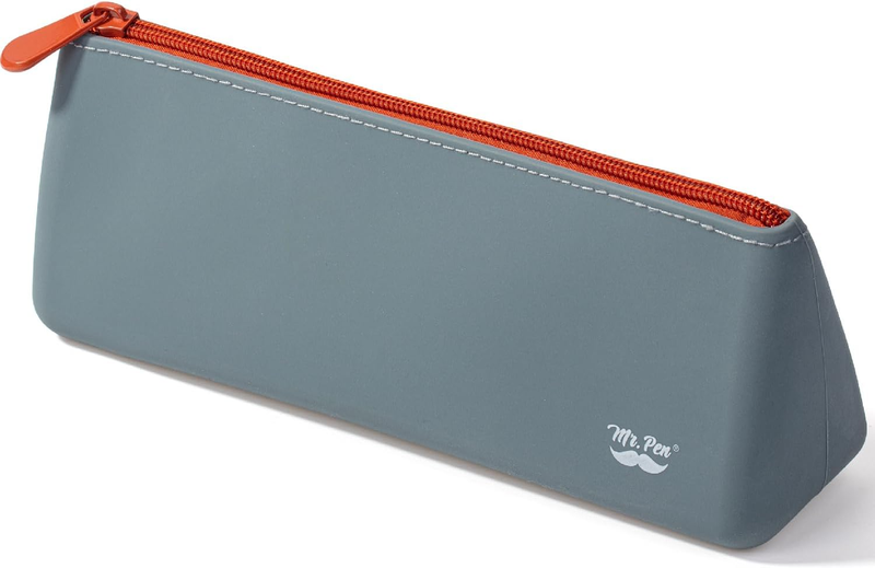 - Silicone Pencil Case Pouch, Slate Blue | Aesthetic Triangular Design, Multipur