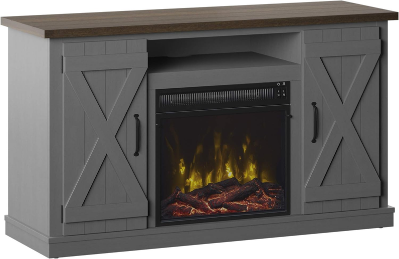 For Tvs Up To 55" Electric Fireplace, Antique Gray