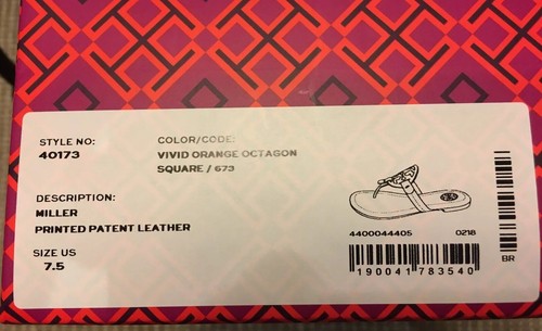 Tory Burch Miller Sandal 7.5 Printed Patent Leather Sandals Flip Flops $199