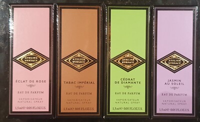 ATELIER VERSACE 4 SAMPLE ECLAT ROSE TABAC IMPERIAL CEDRAT DIAMANTE JASMIN SOLEIL