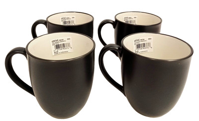 Noritake Coffee Mugs Colorwave Graphite 8034 Matte Black Gray Tea Cups Set of 4