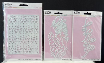 The Stamp Market CHRISTMAS Snowflakes Joy Believe Holiday Dies Lot of 3