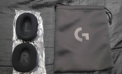 Logitech G PRO X Gaming Headset drawstring pouch and velor earpads