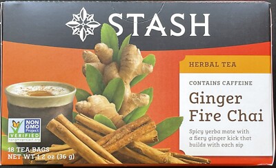Stash Tea Ginger Fire Chai Herbal Tea 18 Bag Contains Caffeine