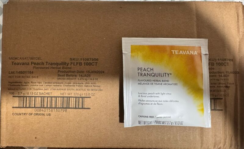 Starbucks Teavana Peach Tranquility - Retail Box Of 100 Sachets