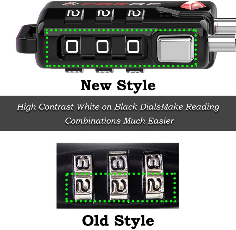TSA Approved Cable Luggage Locks, Re-settable Combination with Black 4 Pack