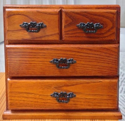 Japanese Vintage syule Small Chest 3-drawers Toolbox Jewelry Box W27cm SHOWA era
