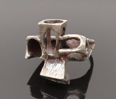 EUROPE 925 Silver - Vintage Elevated Modernist Statement Ring Sz 6.75 - RG26455