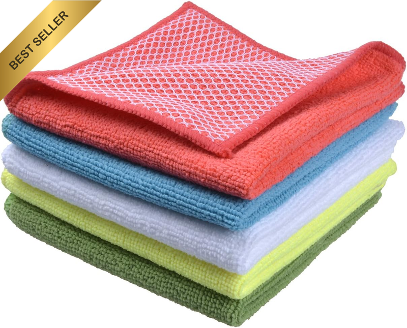 Microfiber Dish Cloth Kitchen Cloths Cleaning Cloths with Poly Scour Side 30Cmx3