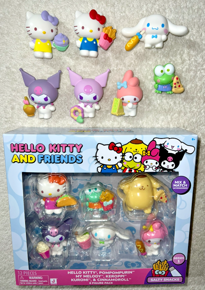 HELLO KITTY AND FRIENDS SALTY SNACKS 6 PACK + 7 MINIFIGURES