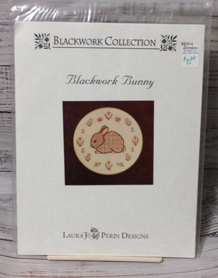 BLACKWORK BUNNY embroidery trace pattern LAURA J. PERIN DESIGNS