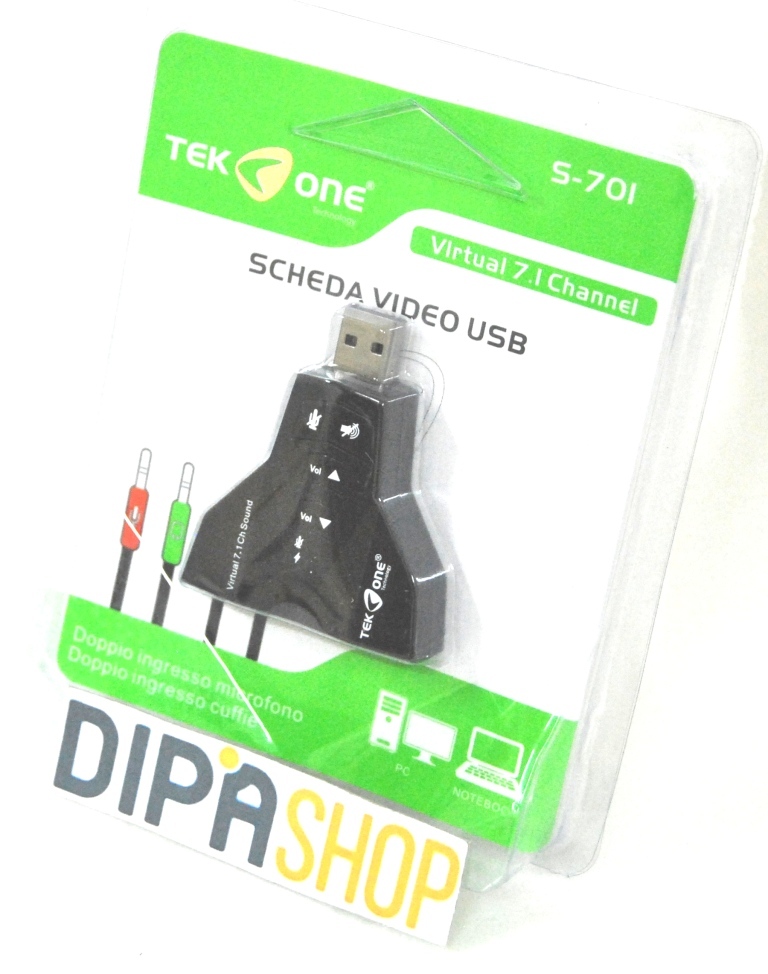 Scheda Audio Usb TeKone S-701 Virtuale 7.1 Canali Adattatore Notebook Pc hsb