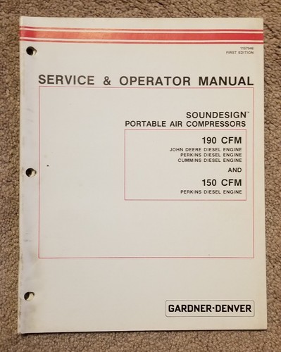GARDNER-DENVER Portable Air Compressor Parts Service Manual Set 150 & 190 CFM