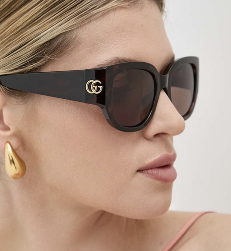 Pre-owned Gucci Gg1599sa-002 Havana Sunglasses In Brown