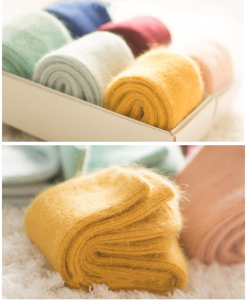 3 Pairs Women 100% Wool Cashmere Thick Thermal Multi-Color Winter Warm Socks