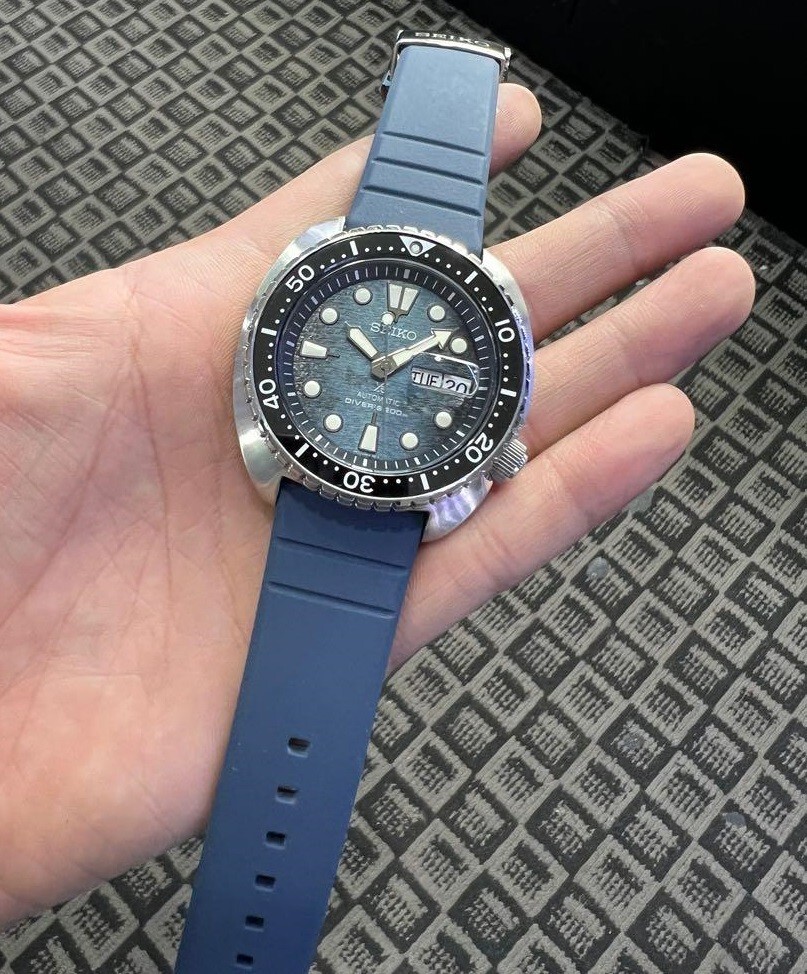 Pre-owned Seiko Prospex Srpf77k1 'king Turtle' Dark Mantaray Edition Automatic Men Watch