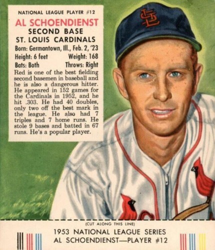 1953 Red Man Tobacco All-Star Team - Red Schoendienst #12