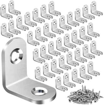 40PCS L Bracket Corner Brace, Stainless Steel L Brackets for Shelves, Metal