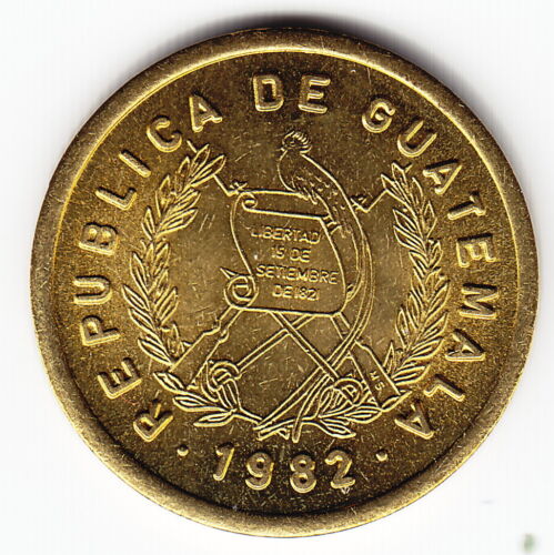 GUATEMALA 1 c 1982 KM275.4 Bs Scroll legend IN RELIEF 2-yr type TOP GRADE - RARE