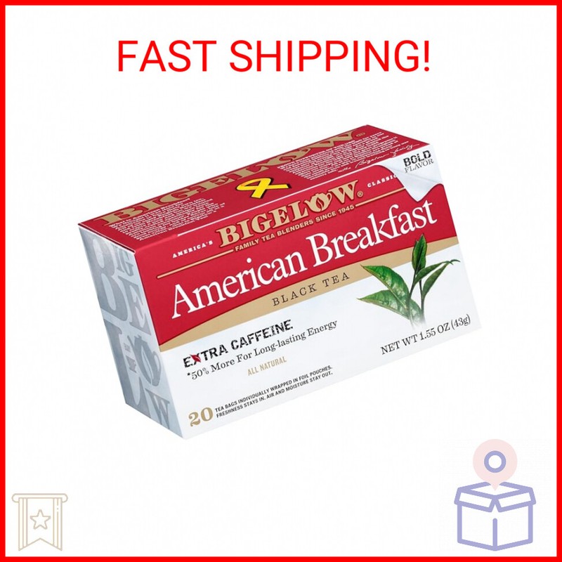 American Breakfast Black Tea Bags, Caffeinated Tea, 20 Count