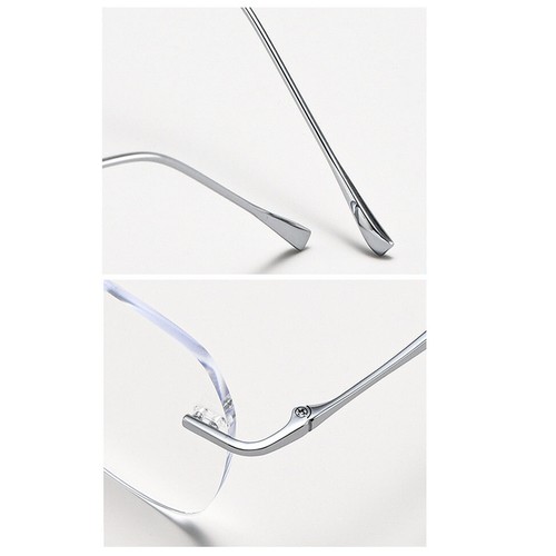 Rimless Titanium Square Eyeglasses For Men Retro Clear Lens Glasses Frames Hot 