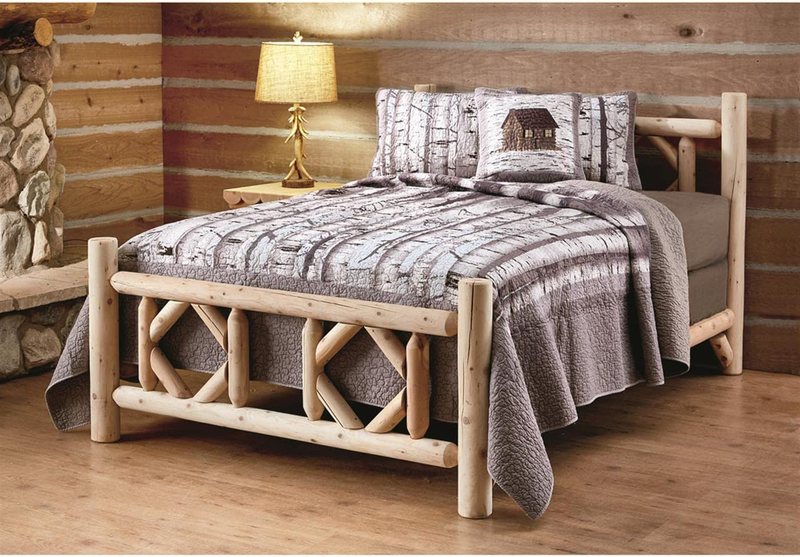 , Rustic Natural Wood King Bed Frame With Headboard