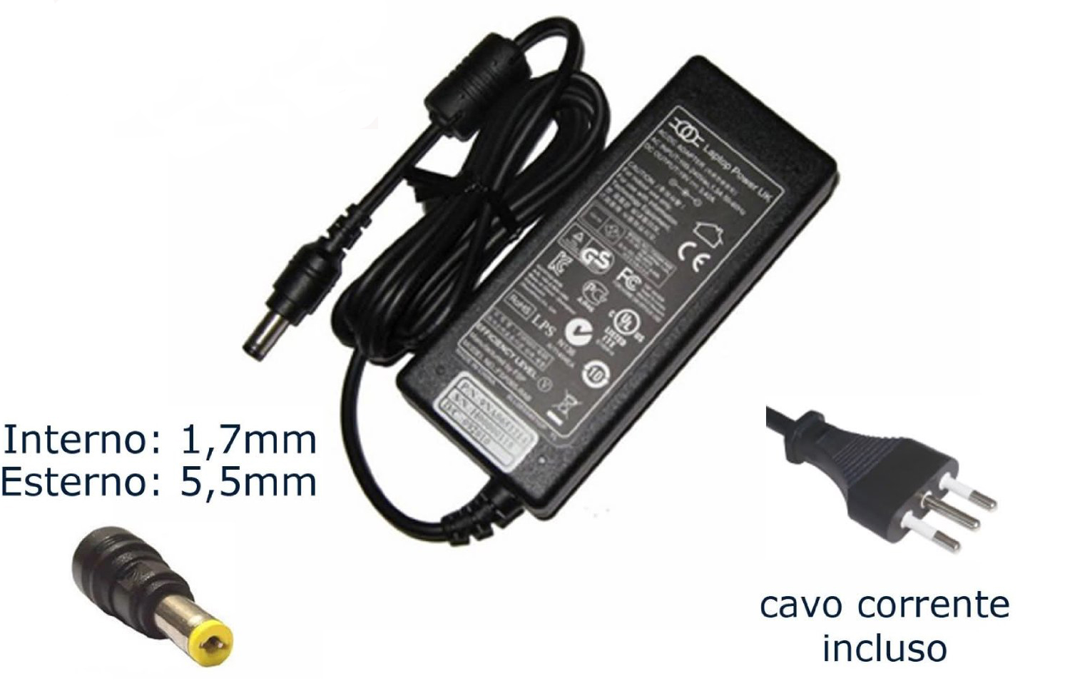 Alimentatore Compatibile Notebook Pc Portatile Acer 19V 4.74A 90W 5.5*1.7mm hsb