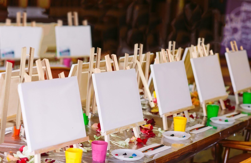 Tabletop Art Easel Set,  14" Tall Display Stand A-Frame Mini Wood Painting Easel