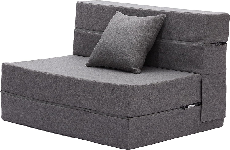Folding Sofa Bed with Pillow,Futon Sleeper Guest Beds Cot Size-Dark Gray