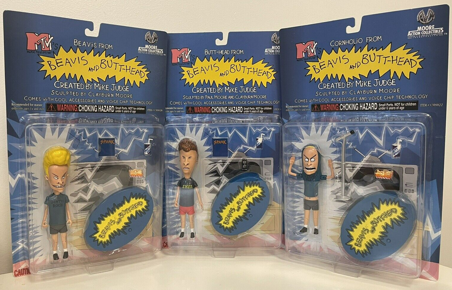 当時物！Beavis and Butt-Head フィギュア 3体セット Moore Action Collectibles Beavis And Butt-Head Three Figure