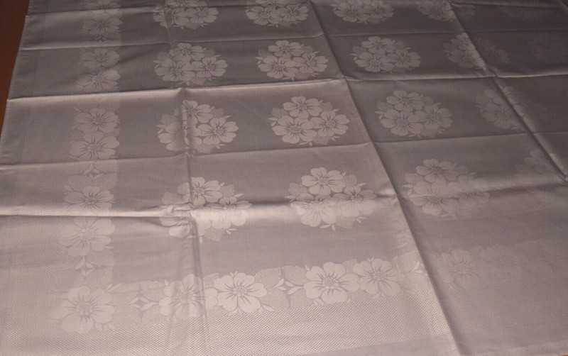 Altes Damast Tischdecke Webmuster Blumen 200 X 100 Cm Unbenutzt (11797)